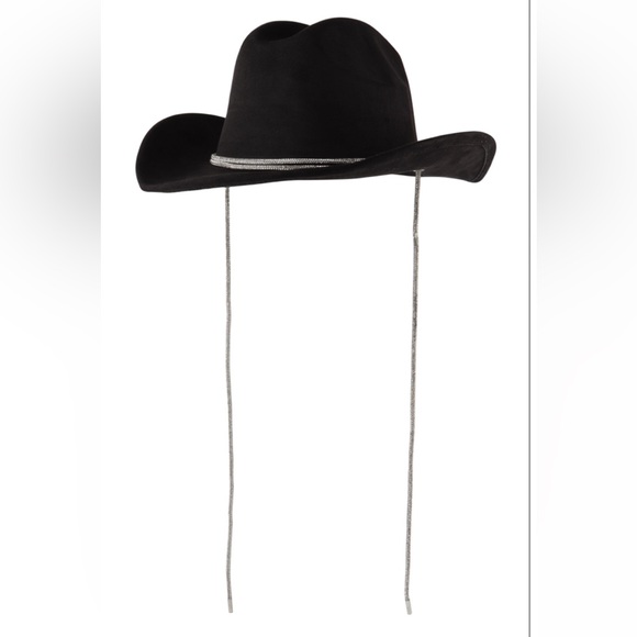 Black Rhinestone Lace Roped cowboy Brim Hat - Picture 7 of 13